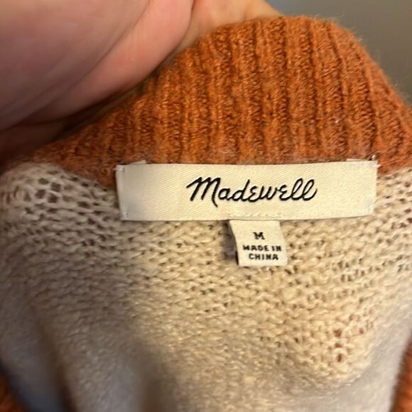 Madewell Brown Stripe Multi Color Pullover Sweater Casual Boho Modern - Picture 8 of 9